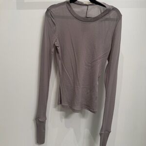 Elegant Long Sleeve Sheer Gray Top